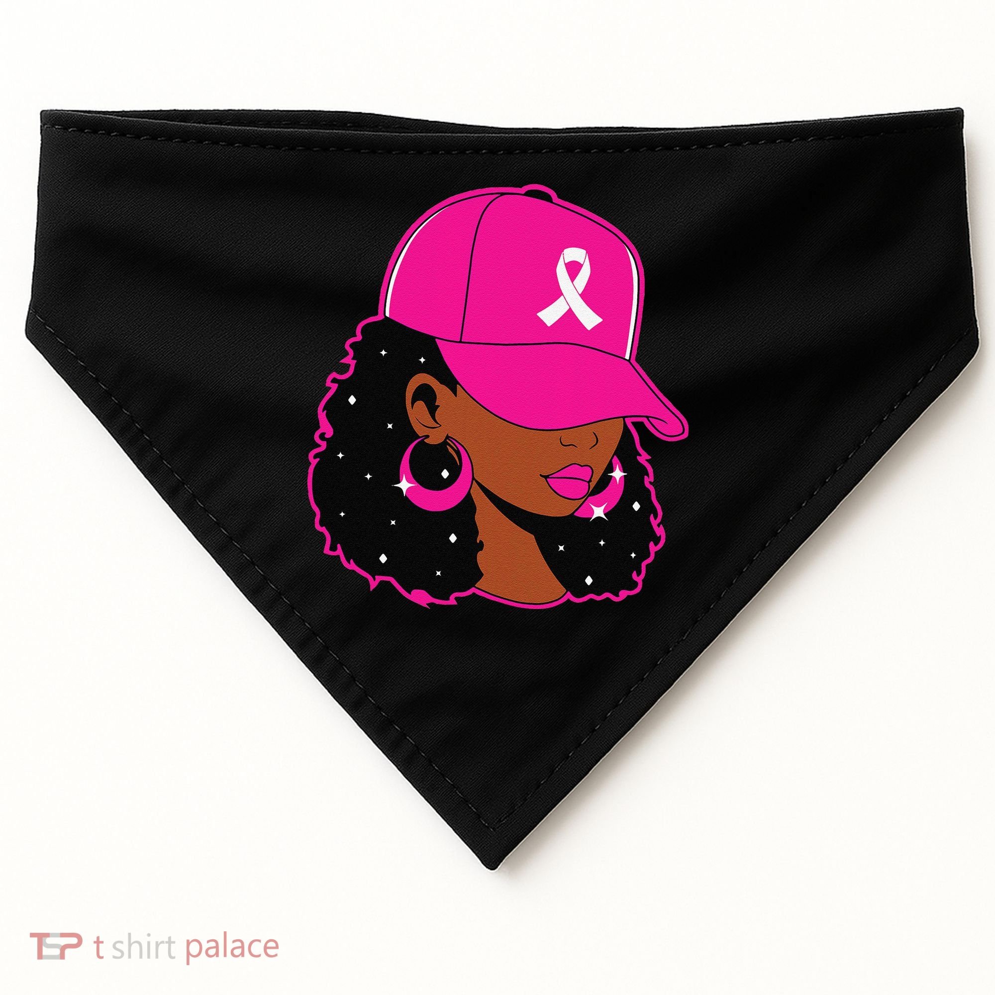 Black Women P.Ink Breast Cancer Awareness Warrior Gift USA-Made Doggie Bandana