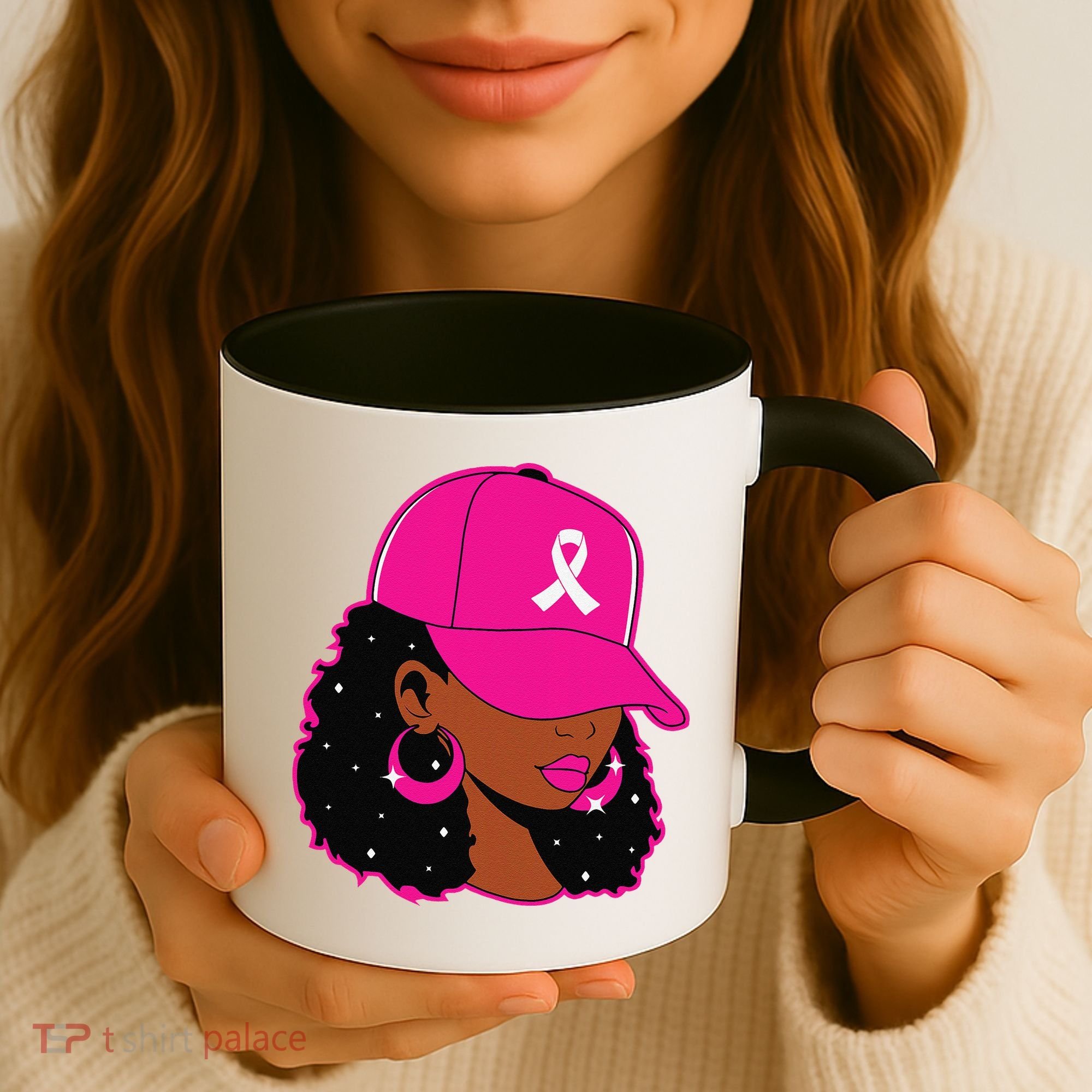 Black Women P.Ink Breast Cancer Awareness Warrior Gift Coffee Mug