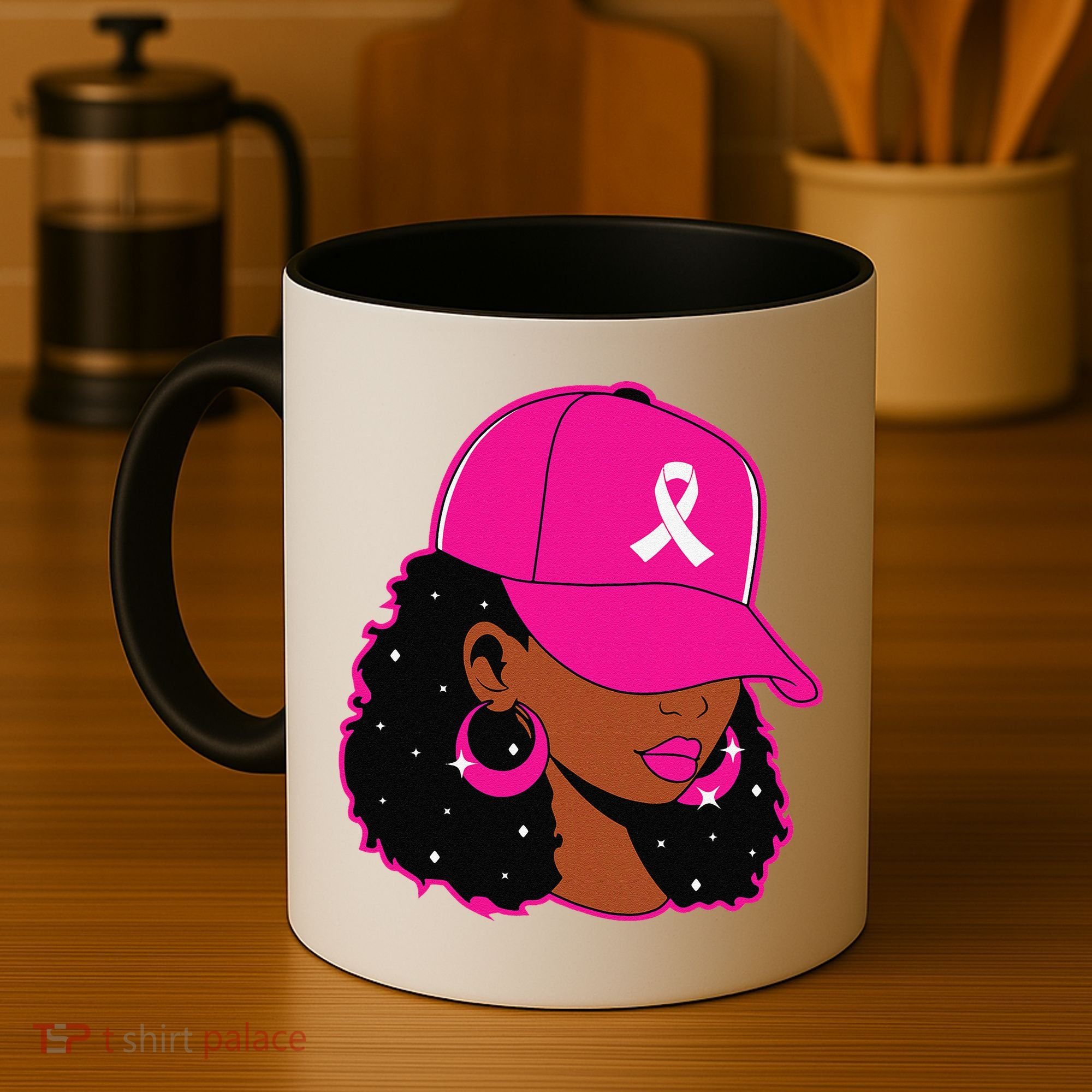 Black Women P.Ink Breast Cancer Awareness Warrior Gift Coffee Mug