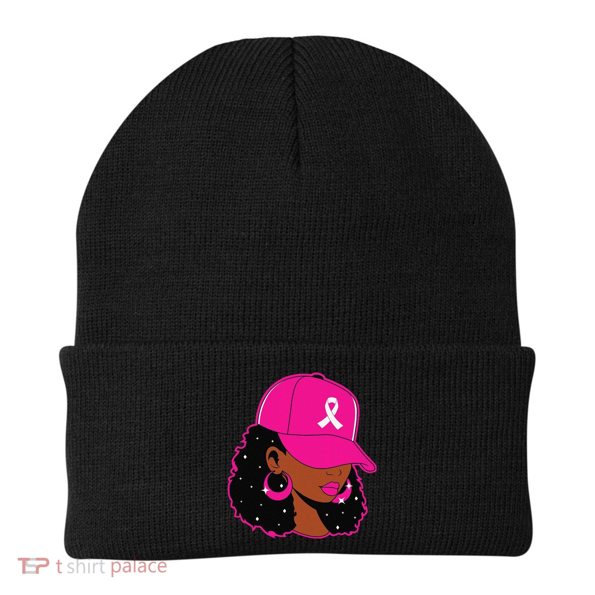 Black Women P.Ink Breast Cancer Awareness Warrior Gift Beanie