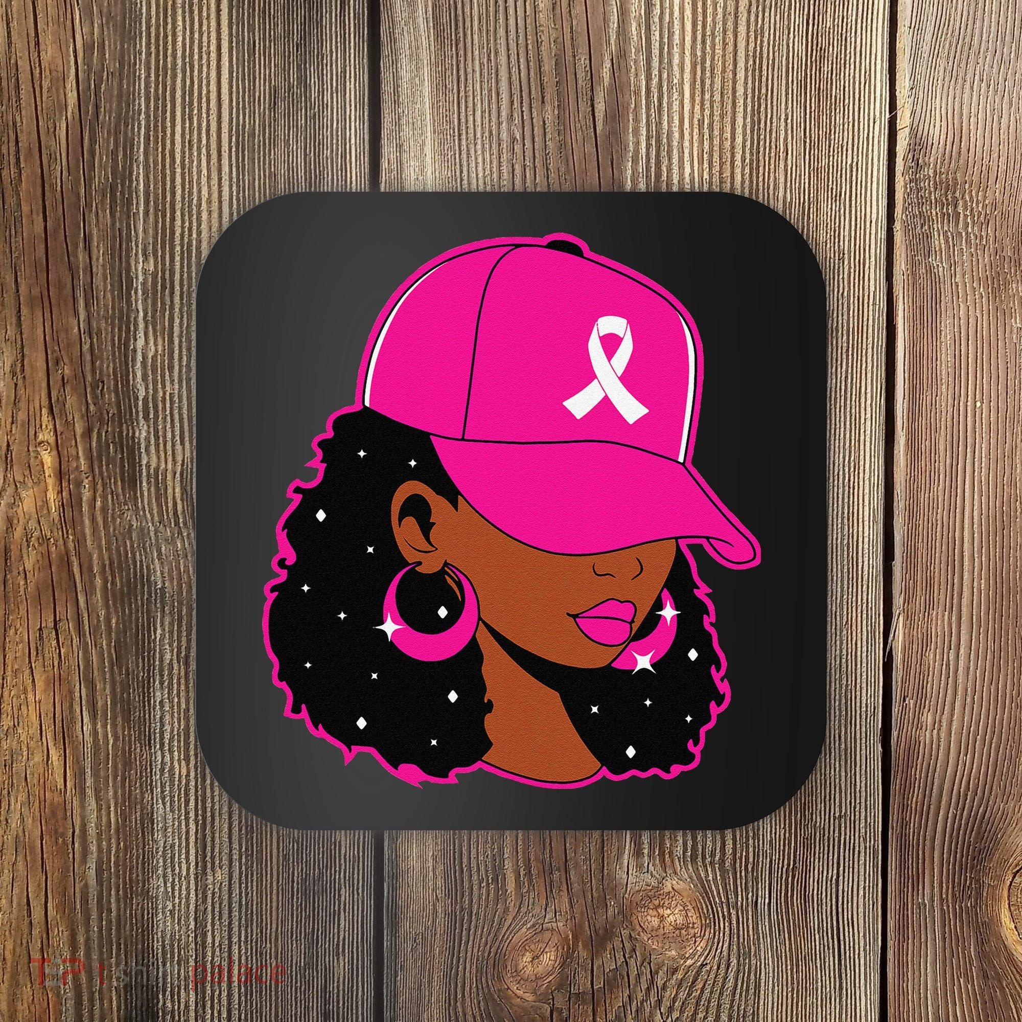 Black Women P.Ink Breast Cancer Awareness Warrior Gift Coaster