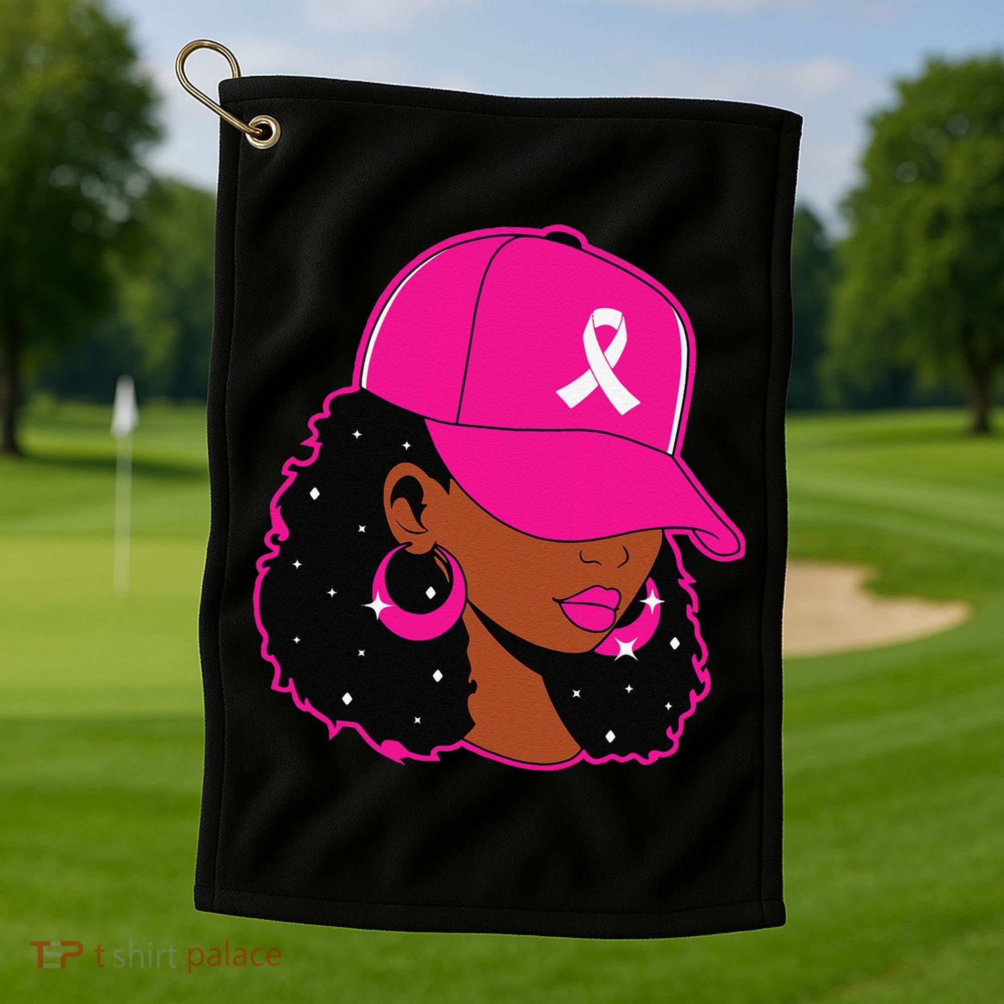 Black Women P.Ink Breast Cancer Awareness Warrior Gift Golf Towel