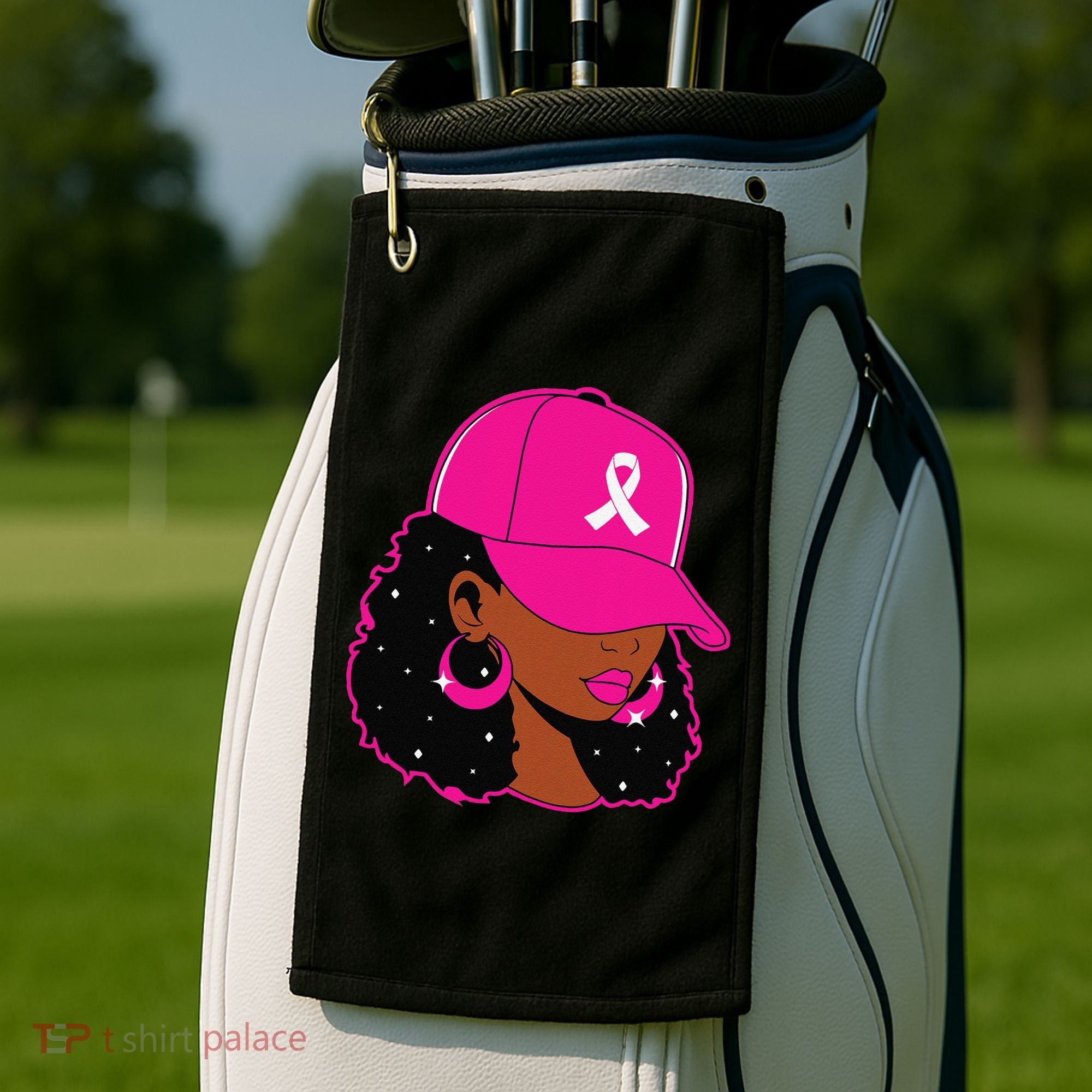 Black Women P.Ink Breast Cancer Awareness Warrior Gift Golf Towel