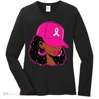 Black Women P.Ink Breast Cancer Awareness Warrior Gift Women's Long Sleeve Shirt thumb 0