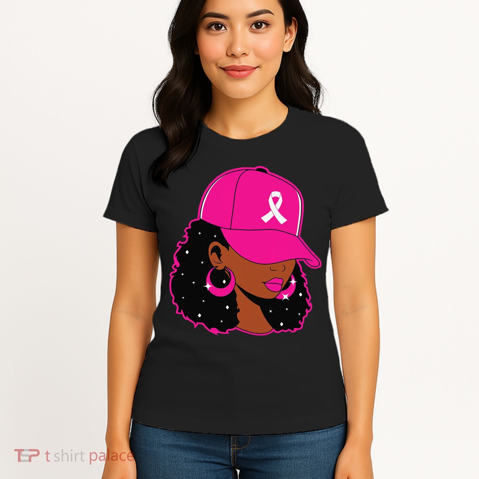 Black Women P.Ink Breast Cancer Awareness Warrior Gift Women's T-Shirt