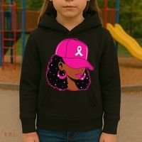 Black Women P.Ink Breast Cancer Awareness Warrior Gift Kids Hoodie thumb 3