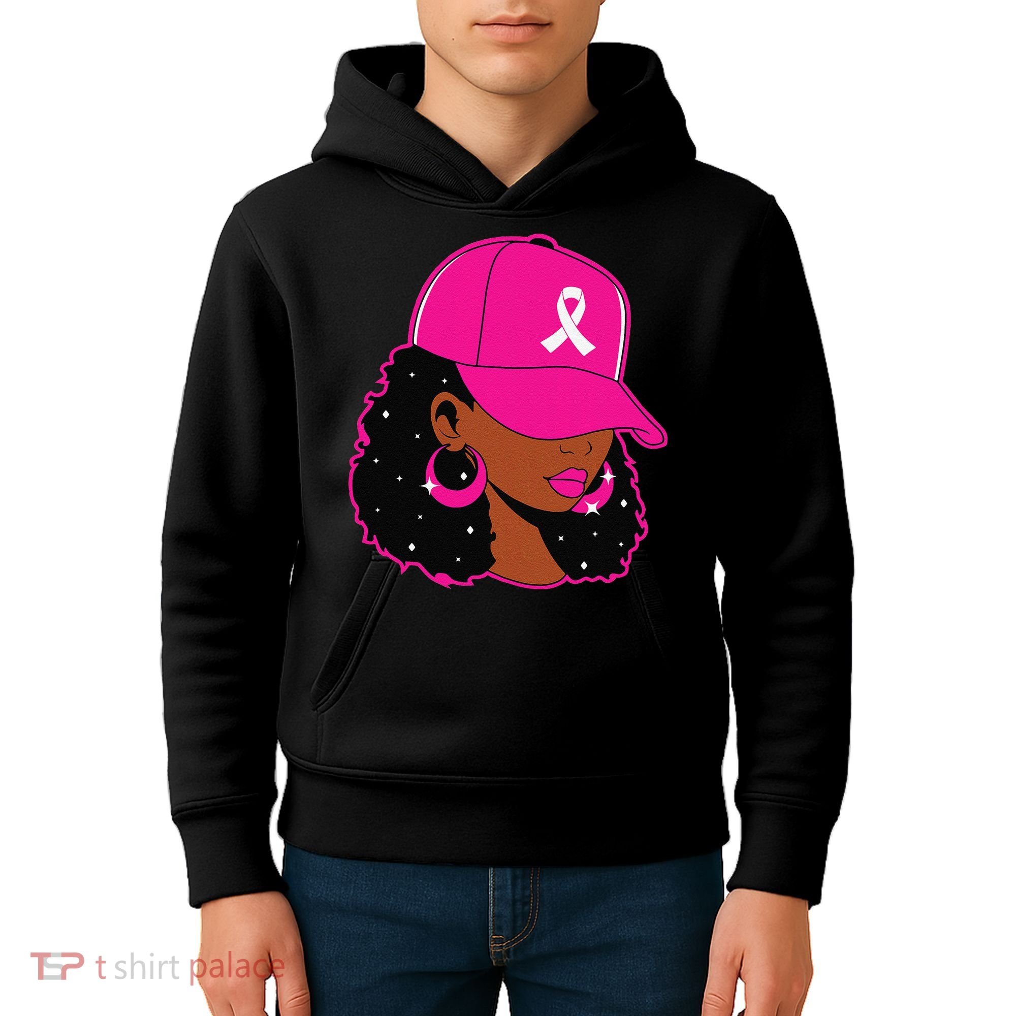 Black Women P.Ink Breast Cancer Awareness Warrior Gift Kids Hoodie