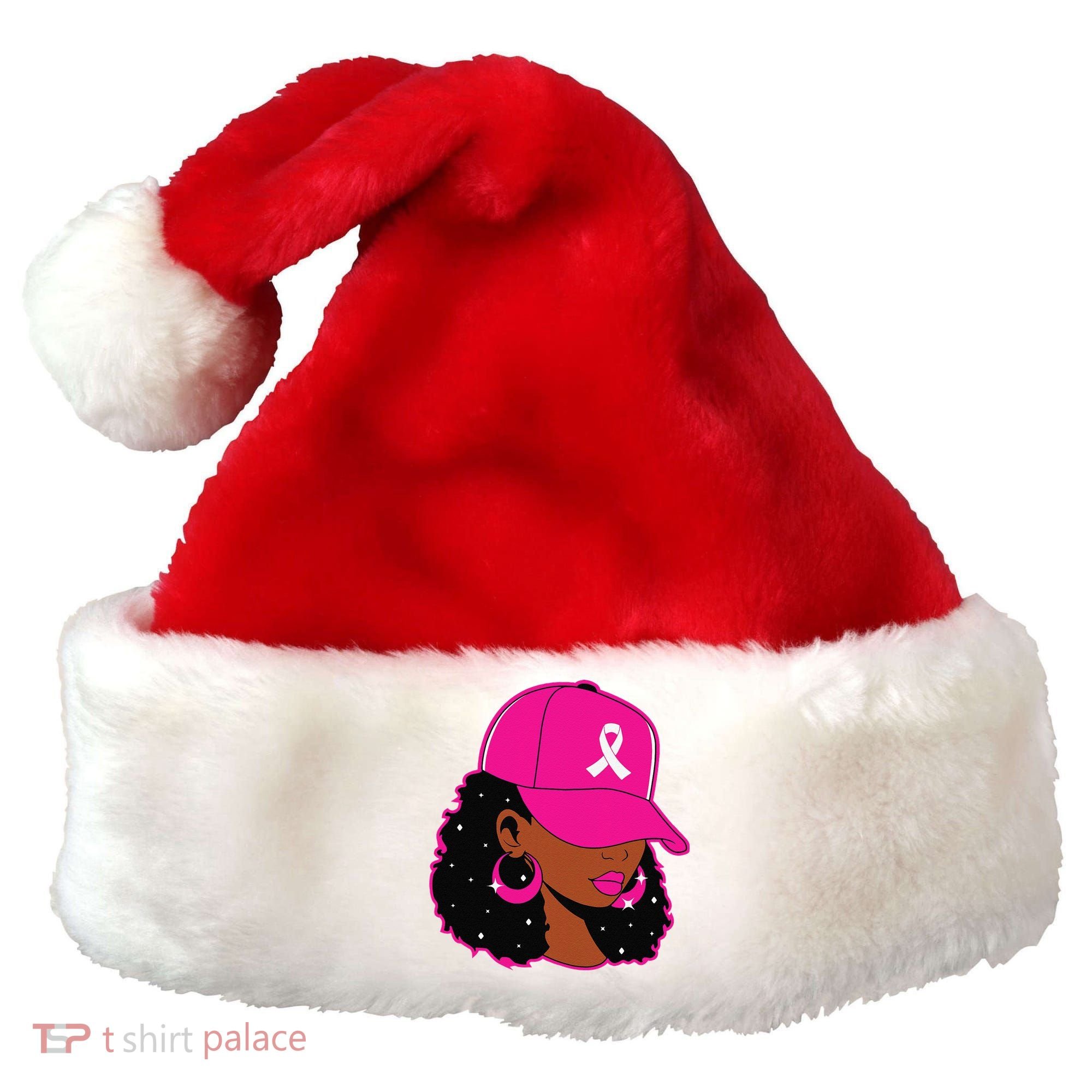 Black Women P.Ink Breast Cancer Awareness Warrior Gift Santa Hat