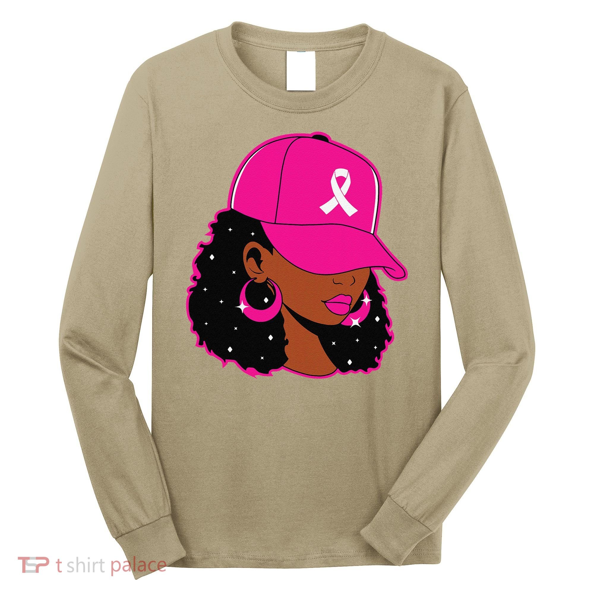 Black Women P.Ink Breast Cancer Awareness Warrior Gift Long Sleeve Shirt