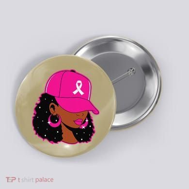 Black Women P.Ink Breast Cancer Awareness Warrior Gift Button