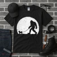 Bigfoot Walks Pug Funny Pug Funny Bigfoot Pug Lover Pug Tall T-Shirt thumb 3