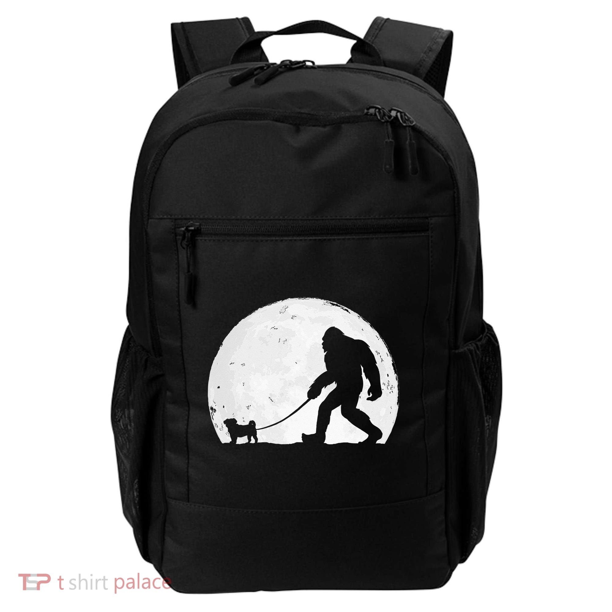 Bigfoot Walks Pug Funny Pug Funny Bigfoot Pug Lover Pug Backpack