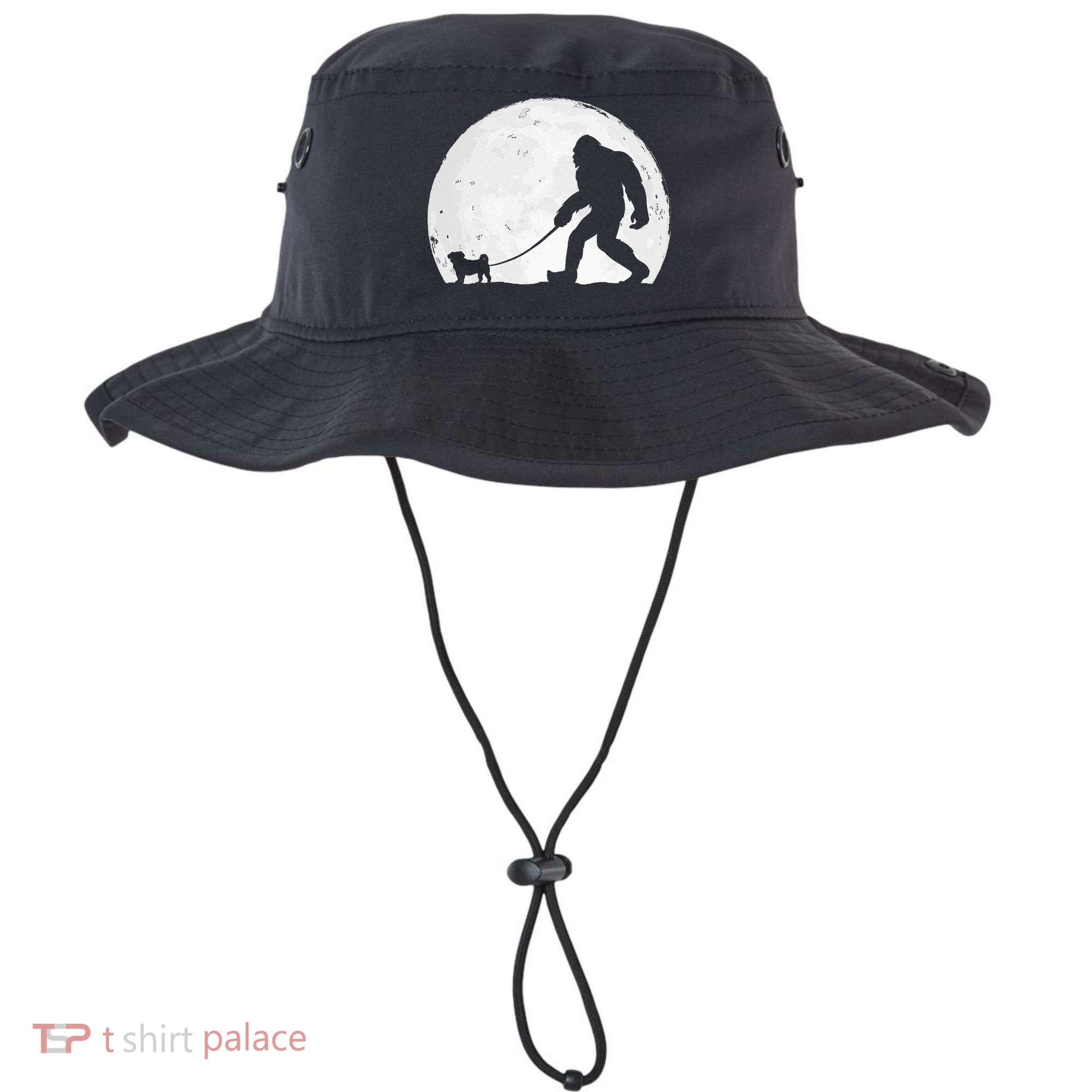Bigfoot Walks Pug Funny Pug Funny Bigfoot Pug Lover Pug Bucket Hat