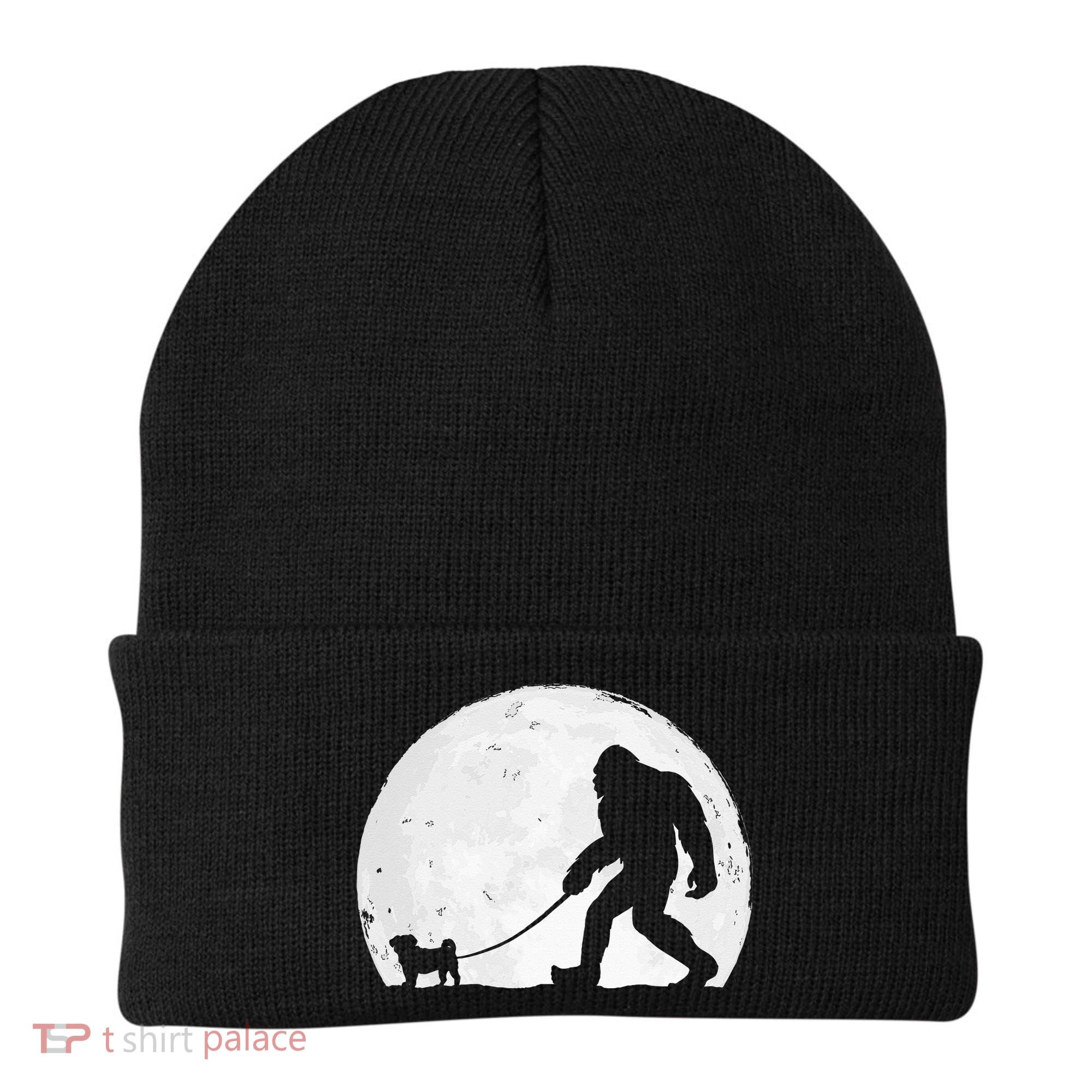 Bigfoot Walks Pug Funny Pug Funny Bigfoot Pug Lover Pug Beanie