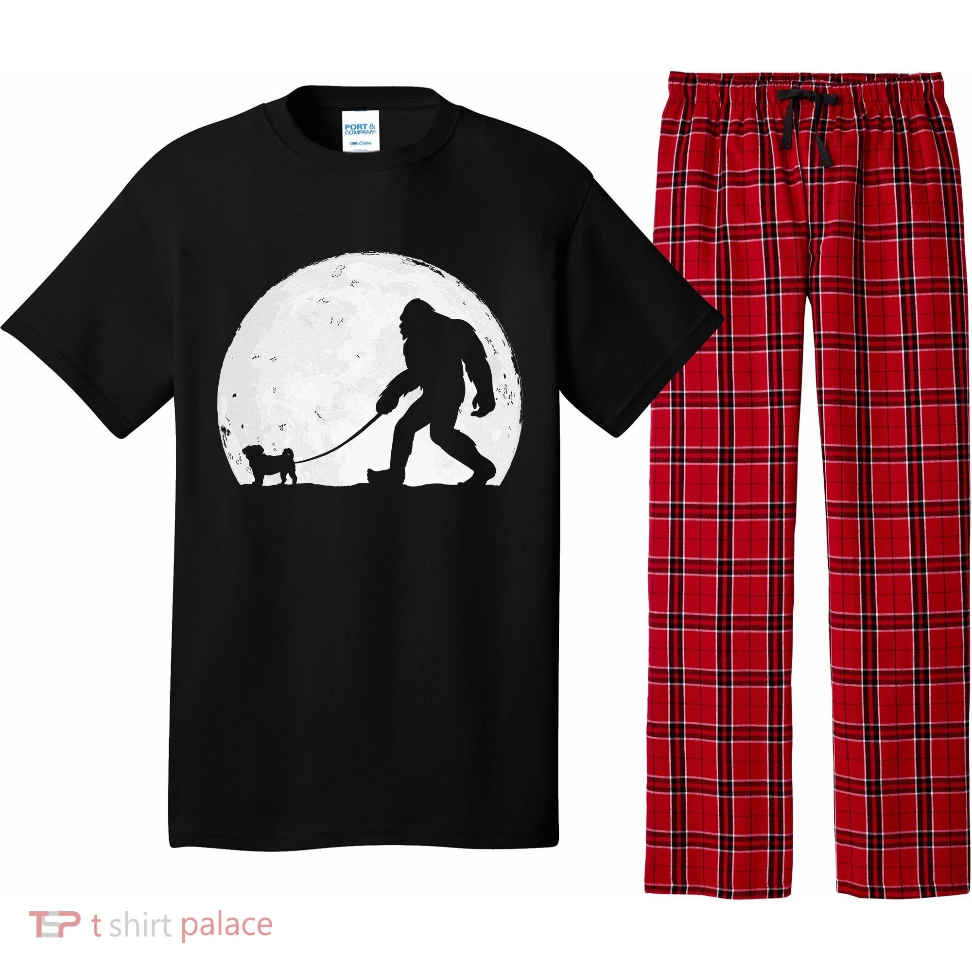 Bigfoot Walks Pug Funny Pug Funny Bigfoot Pug Lover Pug Pajama Set