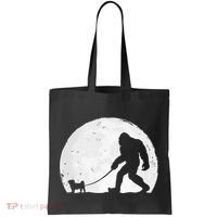 Bigfoot Walks Pug Funny Pug Funny Bigfoot Pug Lover Pug Tote Bag thumb 0