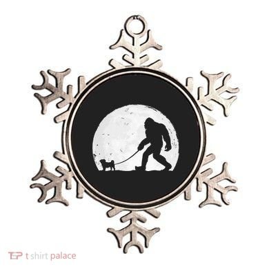 Bigfoot Walks Pug Funny Pug Funny Bigfoot Pug Lover Pug Ornament
