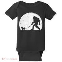 Bigfoot Walks Pug Funny Pug Funny Bigfoot Pug Lover Pug Baby Bodysuit thumb 0