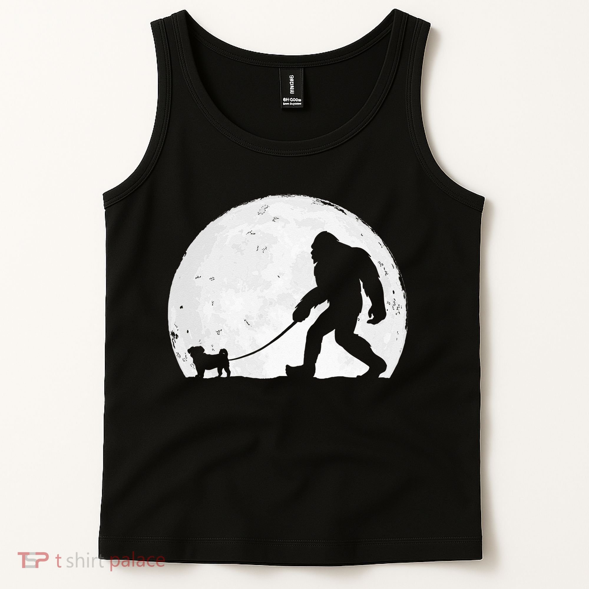 Bigfoot Walks Pug Funny Pug Funny Bigfoot Pug Lover Pug Tank Top