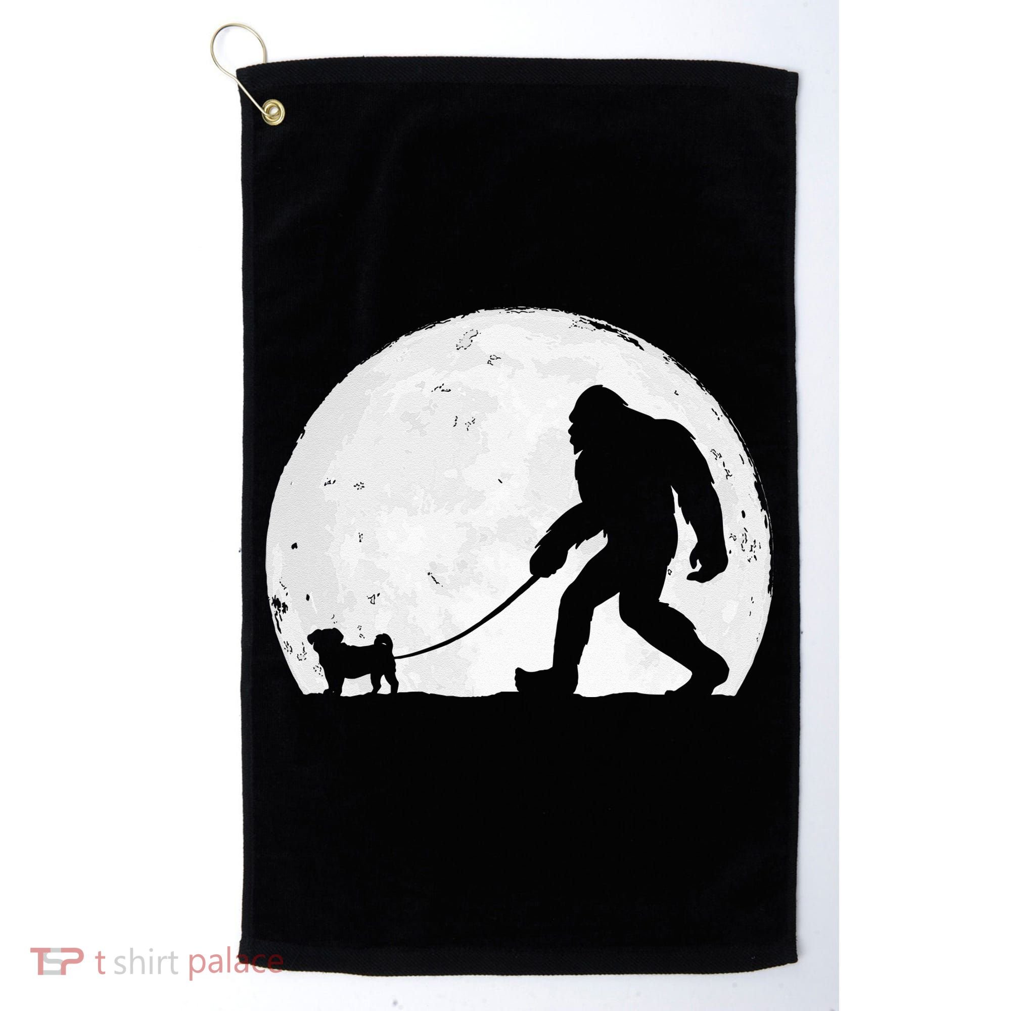 Bigfoot Walks Pug Funny Pug Funny Bigfoot Pug Lover Pug Golf Towel