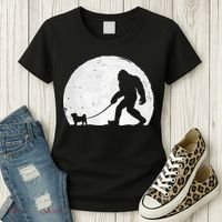Bigfoot Walks Pug Funny Pug Funny Bigfoot Pug Lover Pug Women's T-Shirt thumb 3