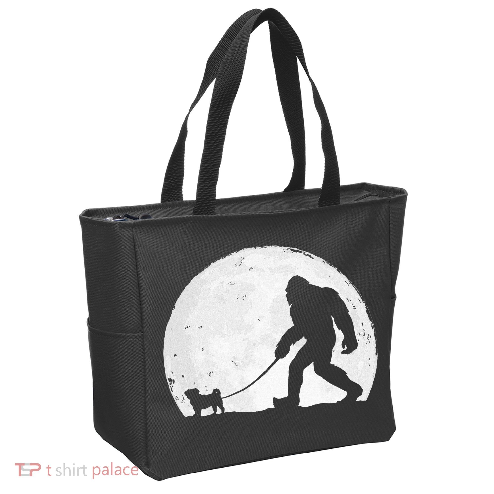 Bigfoot Walks Pug Funny Pug Funny Bigfoot Pug Lover Pug Tote Bag