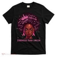Black Women Queen Stronger Than Breast Cancer Ribbon T-Shirt thumb 0