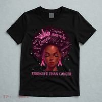 Black Women Queen Stronger Than Breast Cancer Ribbon T-Shirt thumb 5