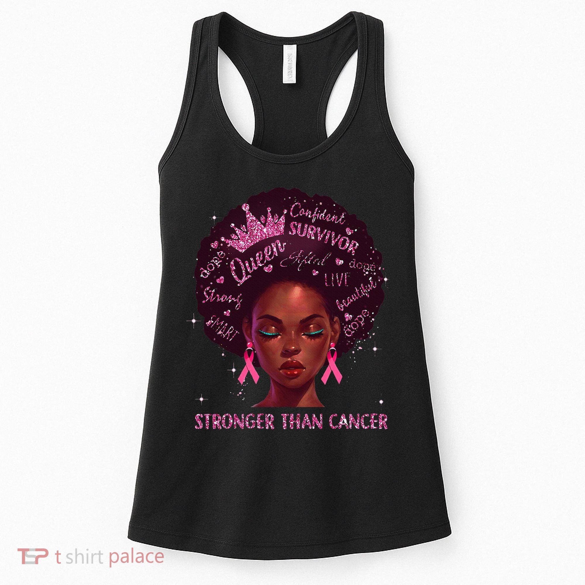 Black Women Queen Stronger Than Breast Cancer Ribbon Women's Tank Top