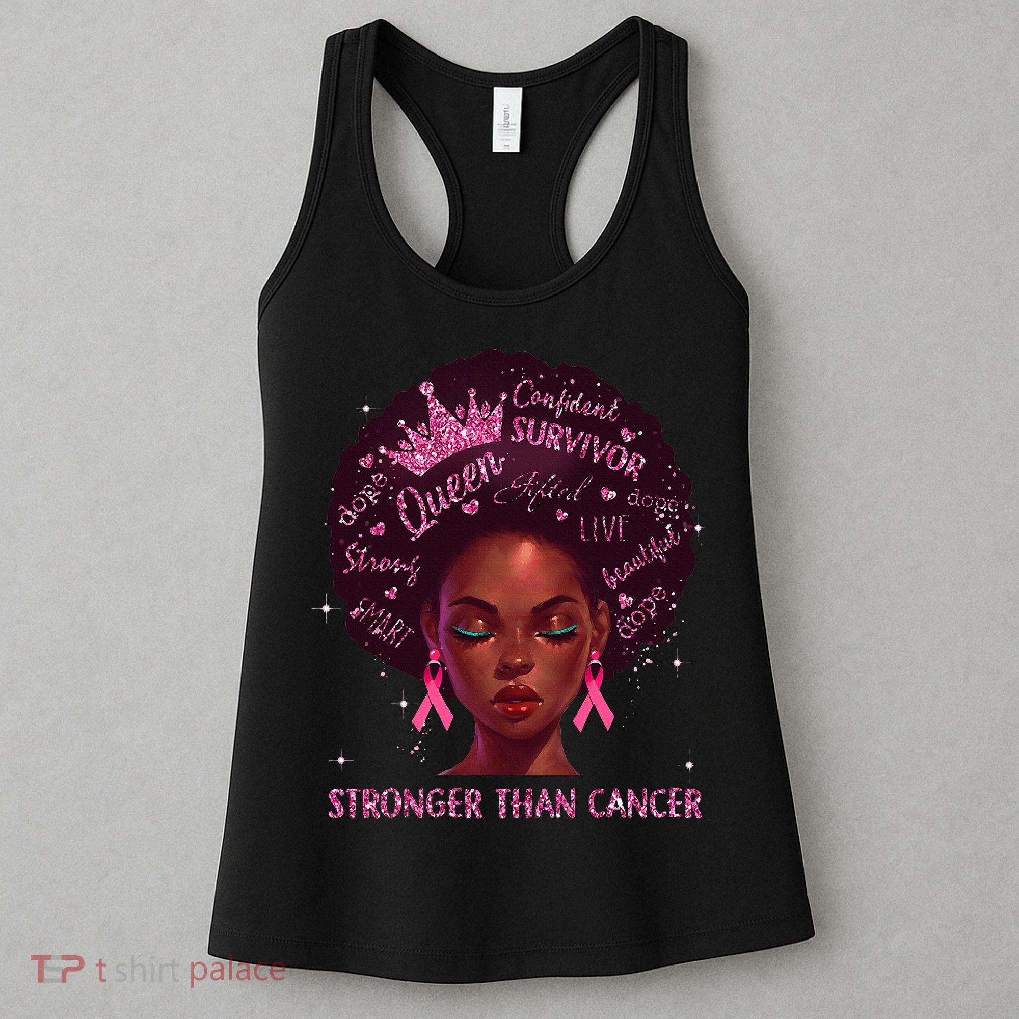 Black Women Queen Stronger Than Breast Cancer Ribbon Women's Tank Top