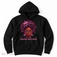 Black Women Queen Stronger Than Breast Cancer Pink Ribbon Hoodie thumb 0