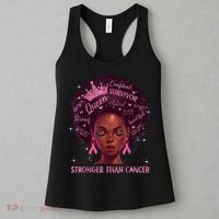 Black Women Queen Stronger Than Breast Cancer Pink Ribbon Women's Tank Top thumb 3