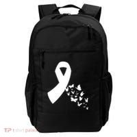 Butterfly White Ribbon Warrior Lung Cancer Awareness Cute Gift Backpack thumb 0