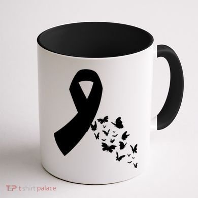 Butterfly White Ribbon Warrior Lung Cancer Awareness Cute Gift Coffee Mug back