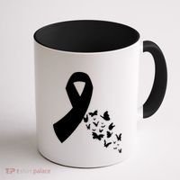 Butterfly White Ribbon Warrior Lung Cancer Awareness Cute Gift Coffee Mug thumb 1