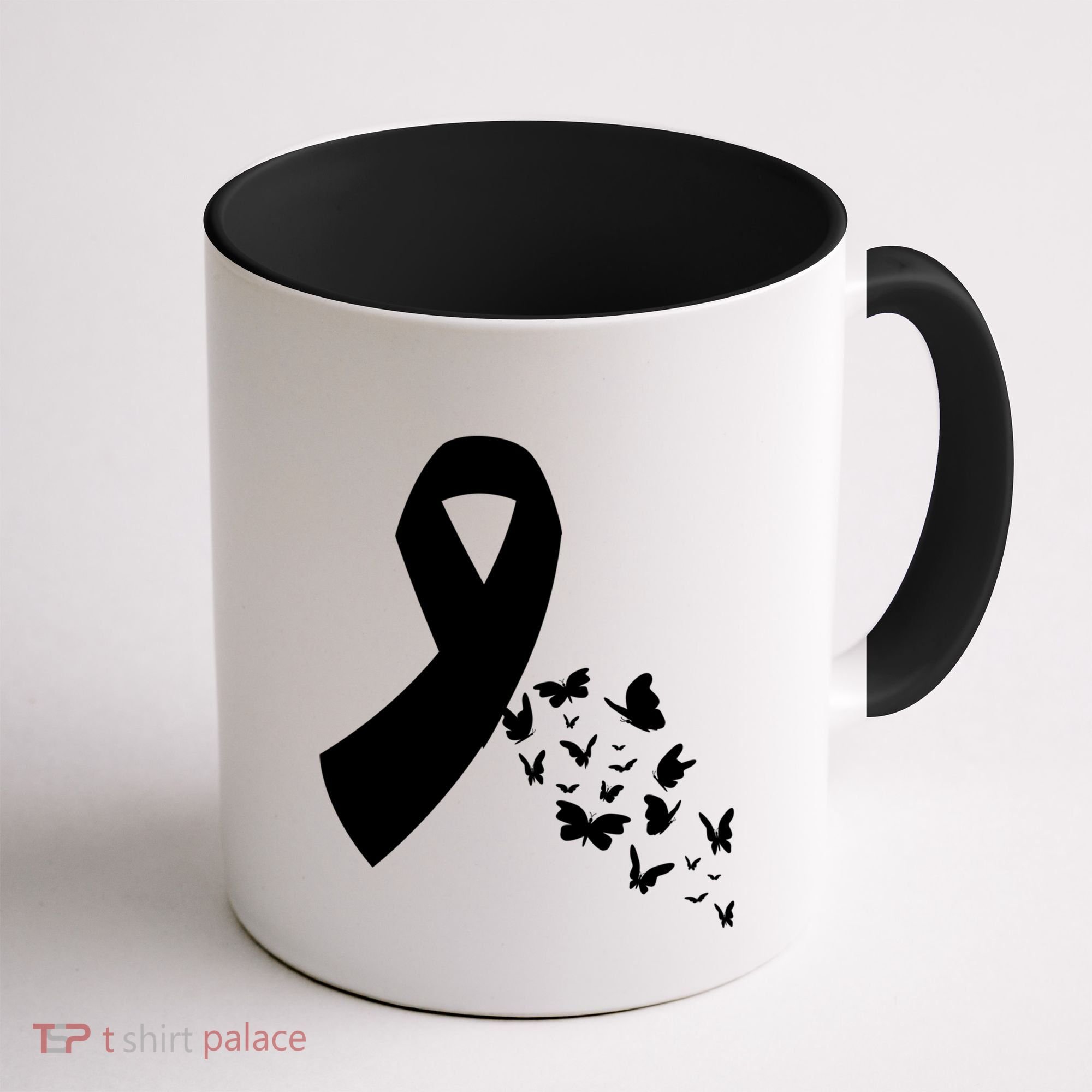 Butterfly White Ribbon Warrior Lung Cancer Awareness Cute Gift Coffee Mug