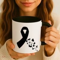 Butterfly White Ribbon Warrior Lung Cancer Awareness Cute Gift Coffee Mug thumb 3