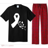 Butterfly White Ribbon Warrior Lung Cancer Awareness Cute Gift Pajama Set thumb 0