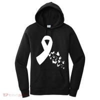 Butterfly White Ribbon Warrior Lung Cancer Awareness Cute Gift Women's Hoodie thumb 0