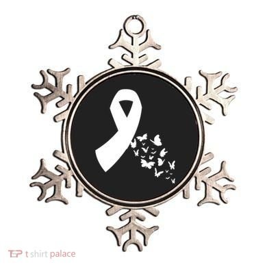 Butterfly White Ribbon Warrior Lung Cancer Awareness Cute Gift Ornament