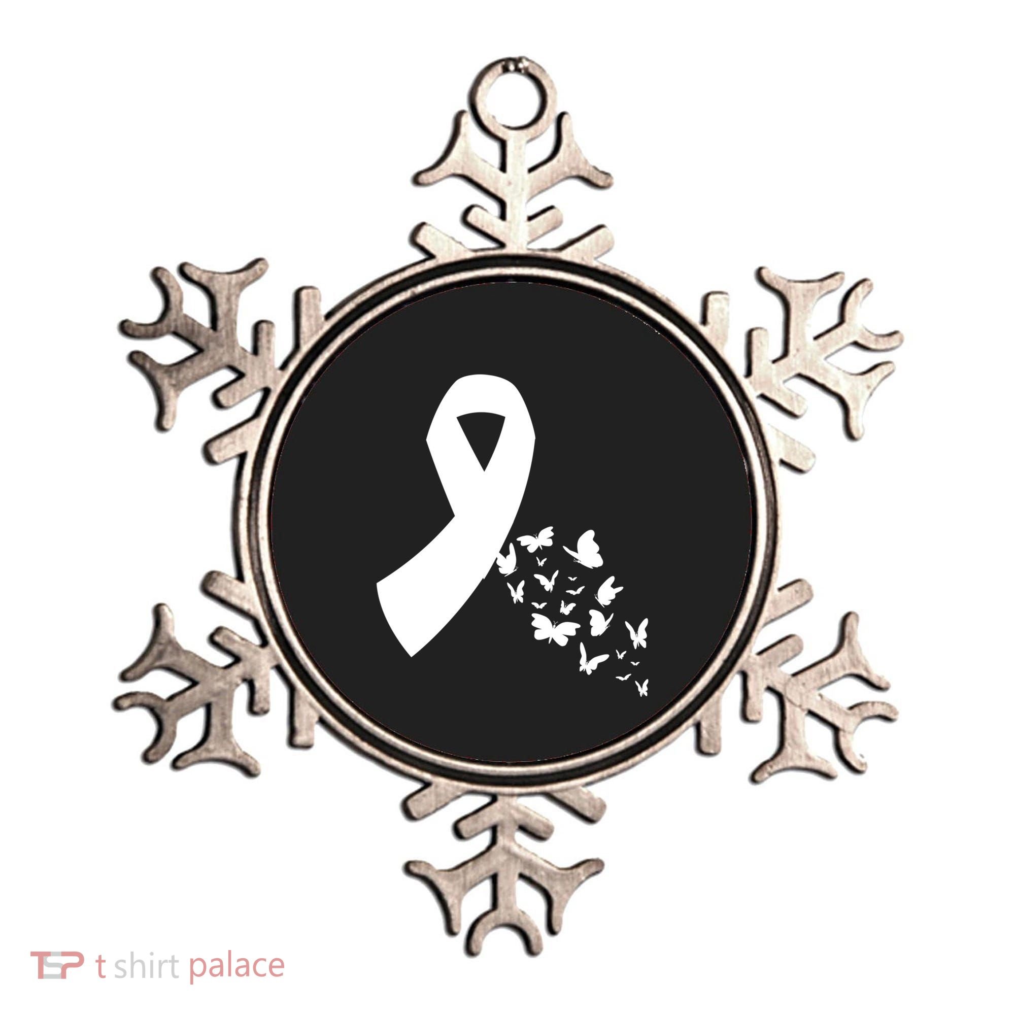 Butterfly White Ribbon Warrior Lung Cancer Awareness Cute Gift Ornament