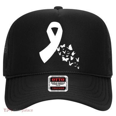 Butterfly White Ribbon Warrior Lung Cancer Awareness Cute Gift Hat