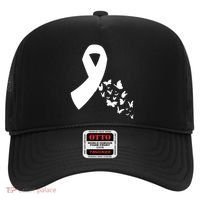 Butterfly White Ribbon Warrior Lung Cancer Awareness Cute Gift Hat thumb 0