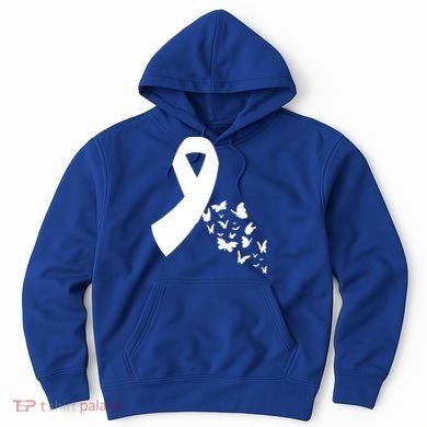 Butterfly White Ribbon Warrior Lung Cancer Awareness Cute Gift Hoodie