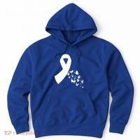 Butterfly White Ribbon Warrior Lung Cancer Awareness Cute Gift Hoodie thumb 0