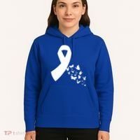 Butterfly White Ribbon Warrior Lung Cancer Awareness Cute Gift Hoodie thumb 5