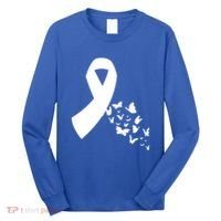 Butterfly White Ribbon Warrior Lung Cancer Awareness Cute Gift Long Sleeve Shirt thumb 0