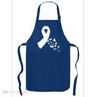 Butterfly White Ribbon Warrior Lung Cancer Awareness Cute Gift Apron thumb 0