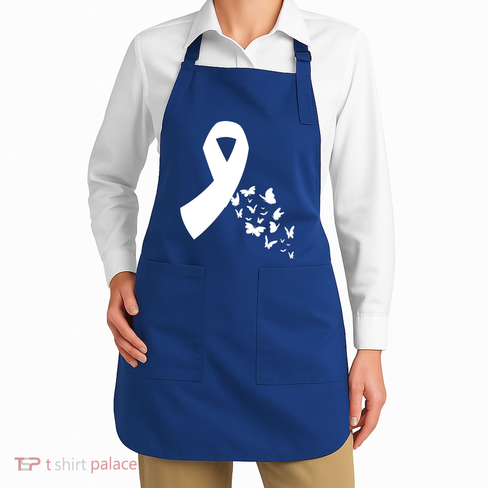 Butterfly White Ribbon Warrior Lung Cancer Awareness Cute Gift Apron