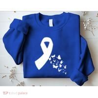 Butterfly White Ribbon Warrior Lung Cancer Awareness Cute Gift Sweatshirt thumb 2